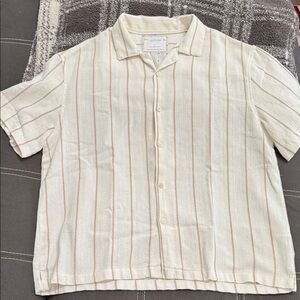 Cactus Men's Beige Striped Button Down Shirt
